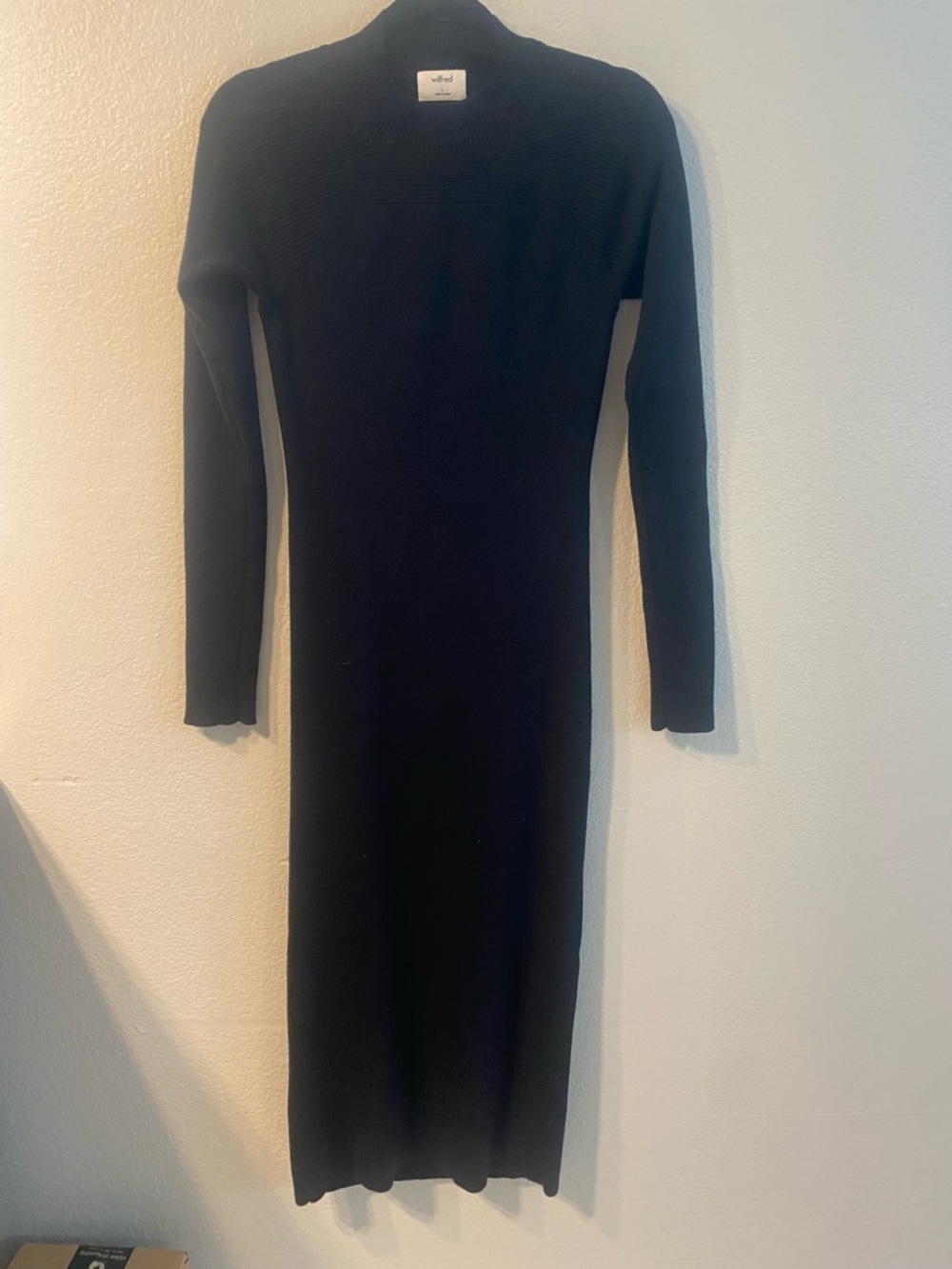 Wilfred Black Ribbed Crewneck Open Back Sweater Dress Size Large